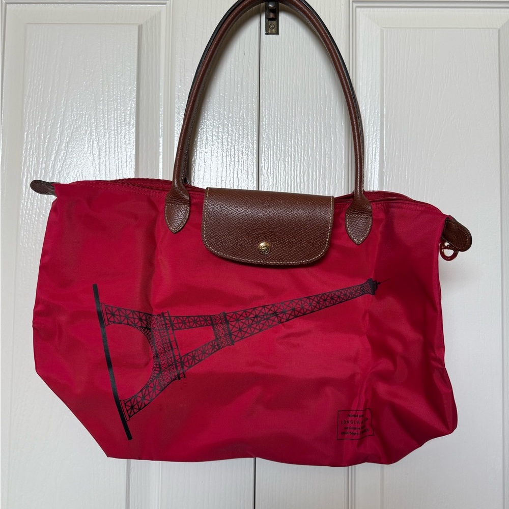 Longchamp Le Pliage Red Eiffel Tower Tote Bag